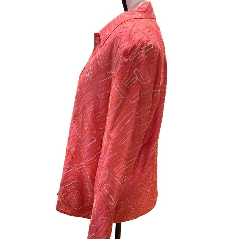 Patchington Vintage 80s 90s Embroidered Silk Blend  Melon Blazer Wmn Medium EUC‎ - Picture 5 of 13